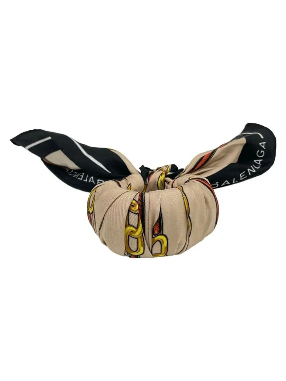 Balenciaga Bangle Silk Beige Black White Scarf
